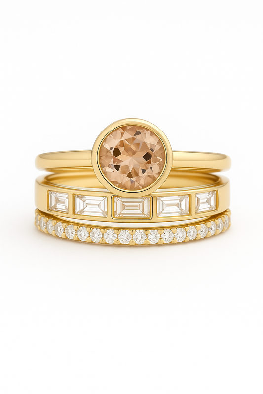Hope - Inlaid Crystal Gold Ring Set