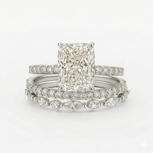 Jaily 3PC Wedding Ring Set | White Gold