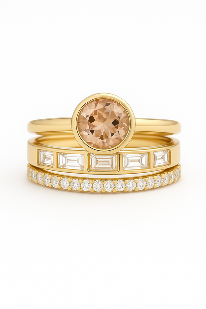 Hope - Inlaid Crystal Gold Ring Set