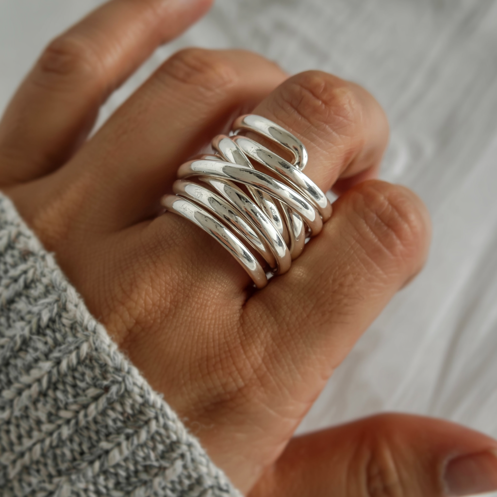 Bliss - Vintage Thick Layer Silver Ring