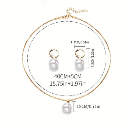 Golden Grace Pearl Jewellery Set | Gold